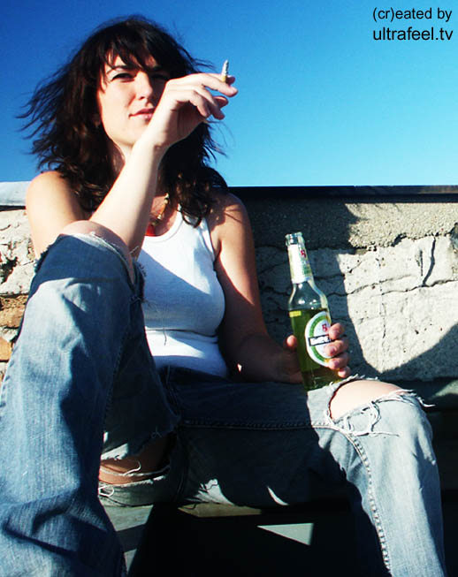 Woman smoking and drinking. (c) h.r.fox @ ultrafeel.tv