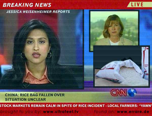 Rice bag has fallen over in China!