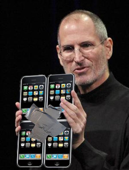 Steve Jobs presents 4 iPhones as the new iPad...