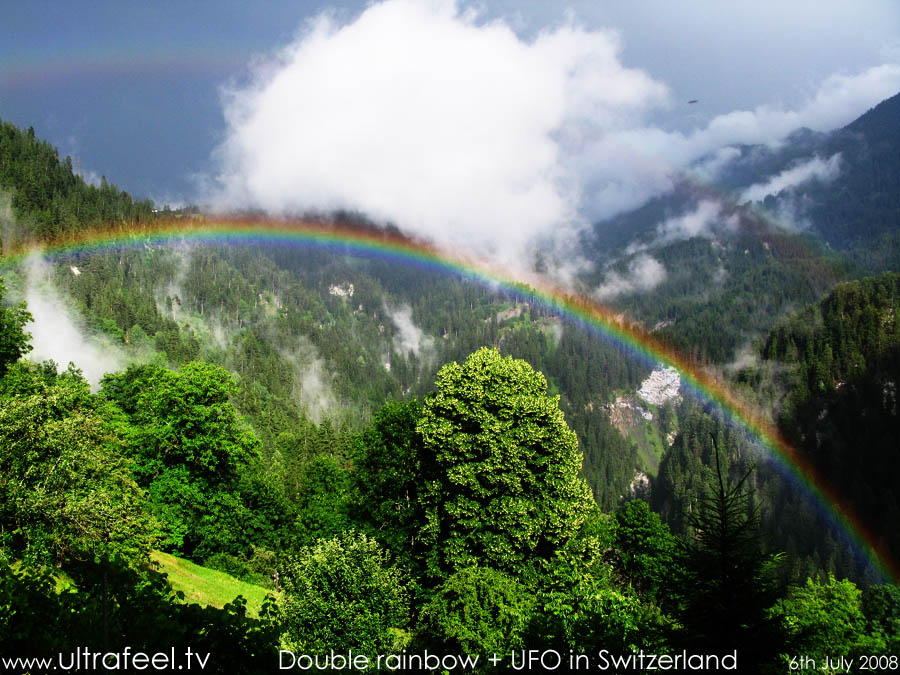 Double rainbow and UFO over Schanfigg, county Grisons, Switzerland (c) ultrafeel.tv