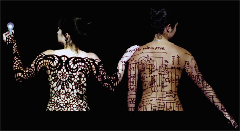 Women with tattoo-design second skin.