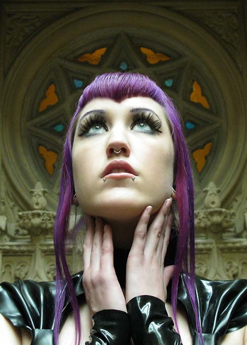 Natali Addams' "Moselem" Violet hair and piercings.