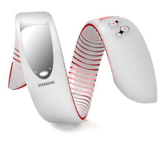 Concept phone by Siemens. Snake-like around the wrist. Handy. Cellphone.