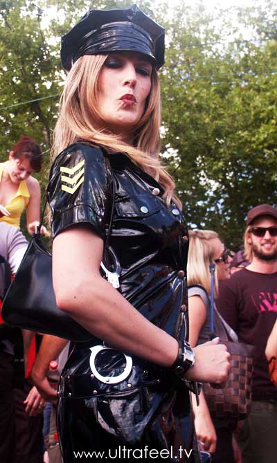 Streetparade 2008 - Dominant police officer woman. Domina.